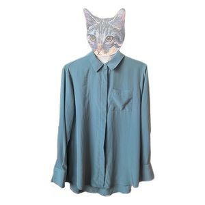 Nine West Green Button Down Blouse